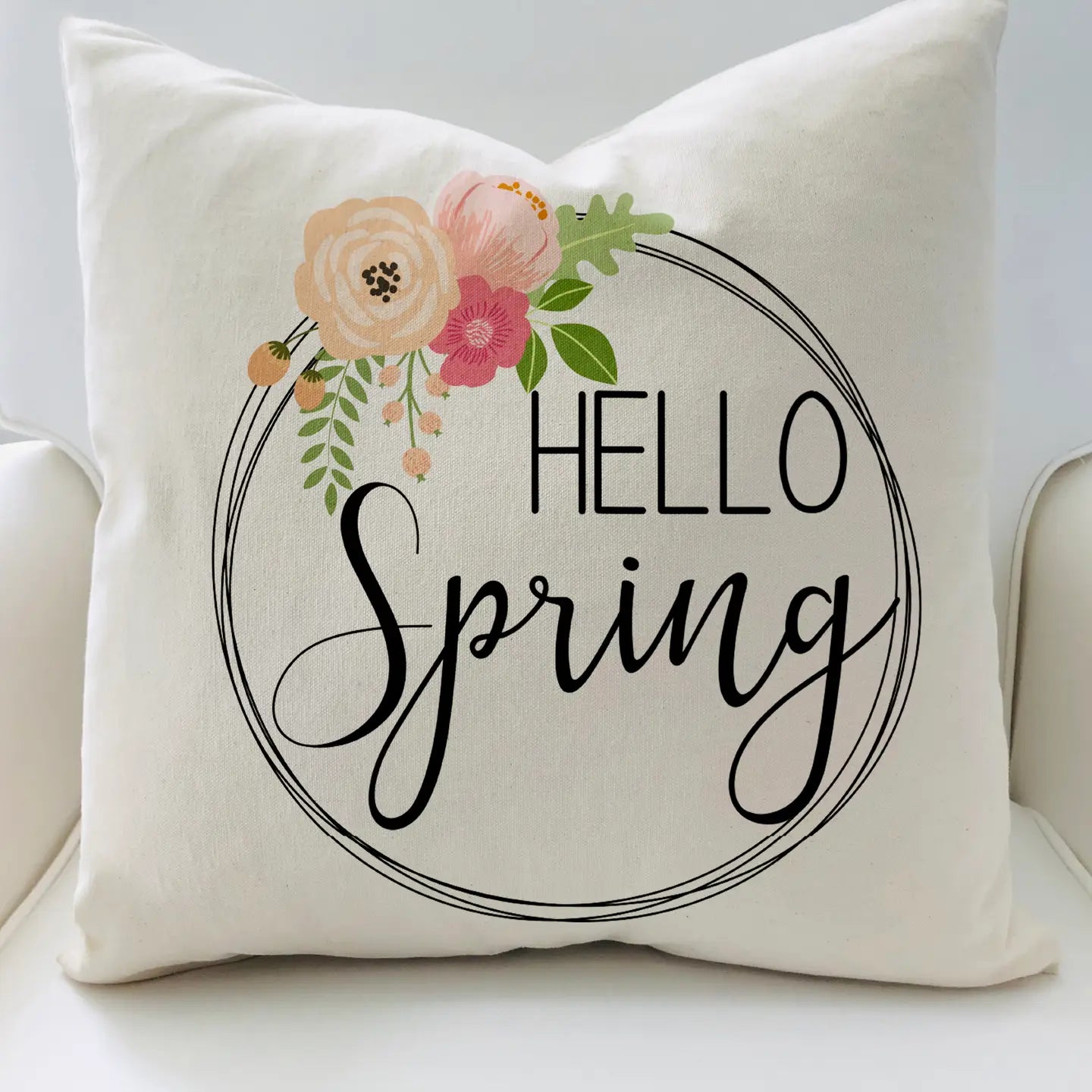Hello Spring Throw Pillow