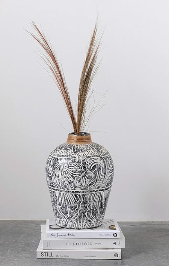 Hand-Painted Terracotta Vase