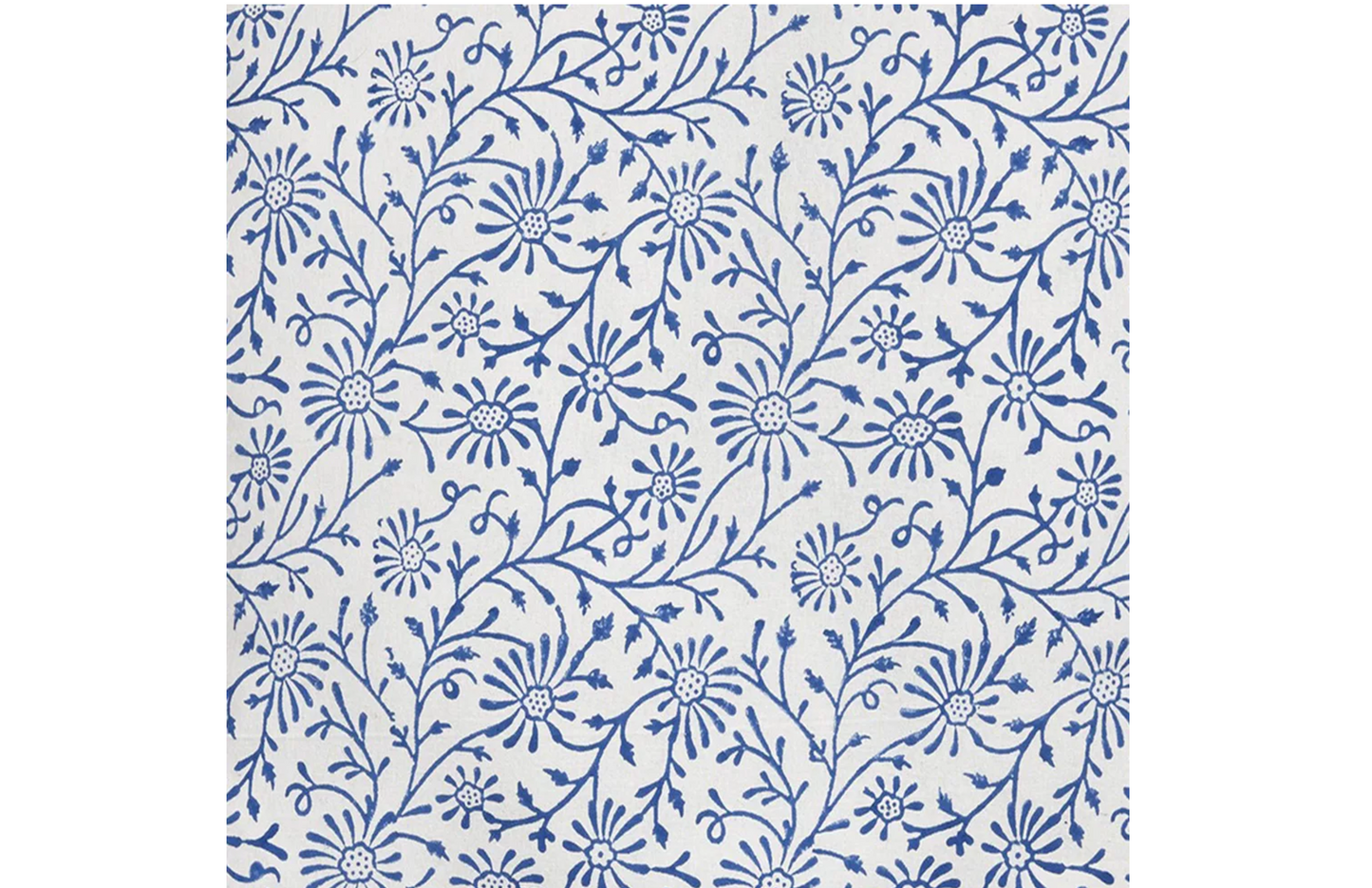 Blue Floral Vine Block Cotton Accent Pillow by Tag