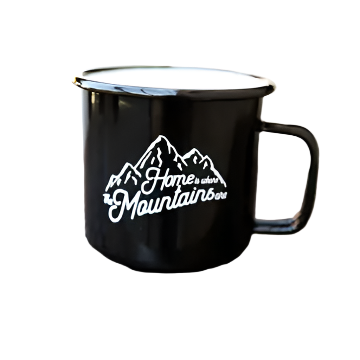 Home Is Where the Mountains Are Enamel Mug- Black