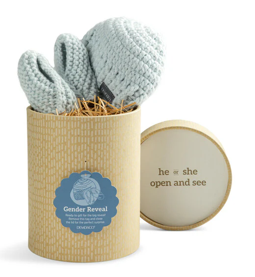 Gender Reveal Booties and Hat Set by Demdaco