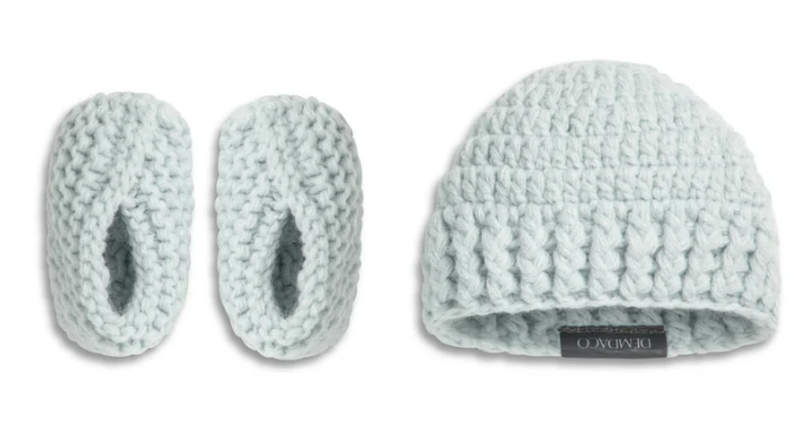 Gender Reveal Booties and Hat Set by Demdaco