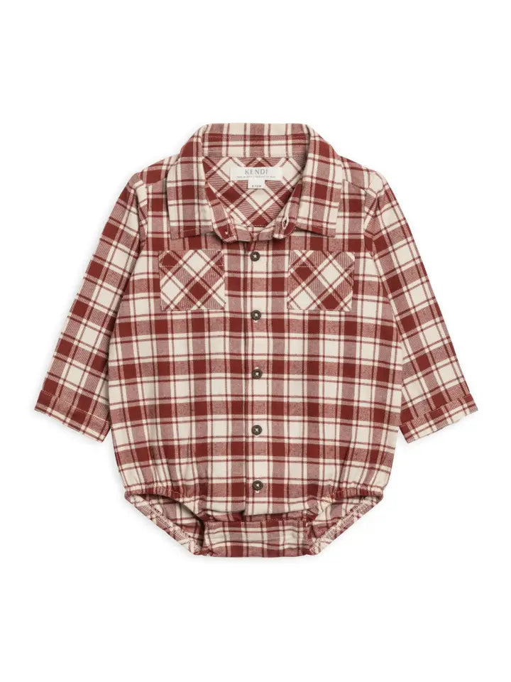 Garnet Plaid Flannel Bodysuit