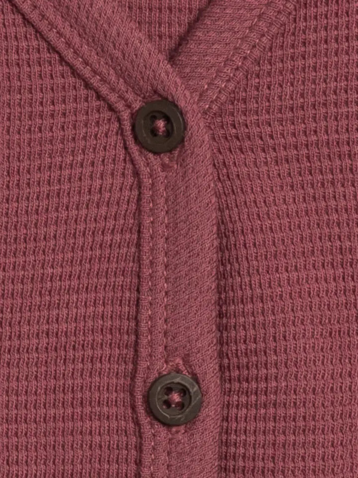 Wells Waffle Knit Button Cardigan - Mulberry