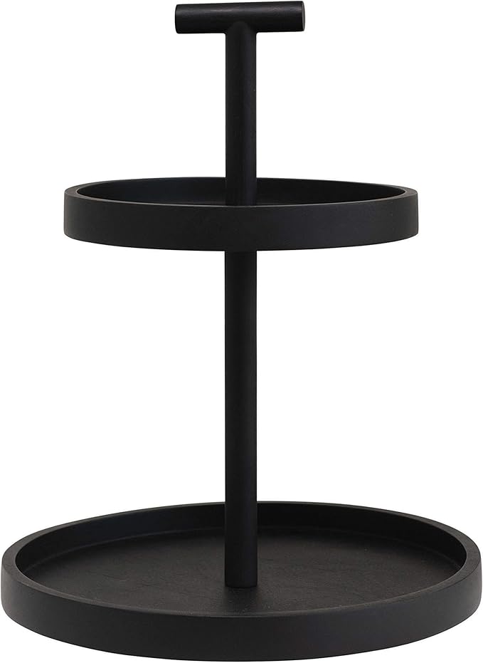 Bloomingville Mango Wood 2-Tier Handle, Black Tray