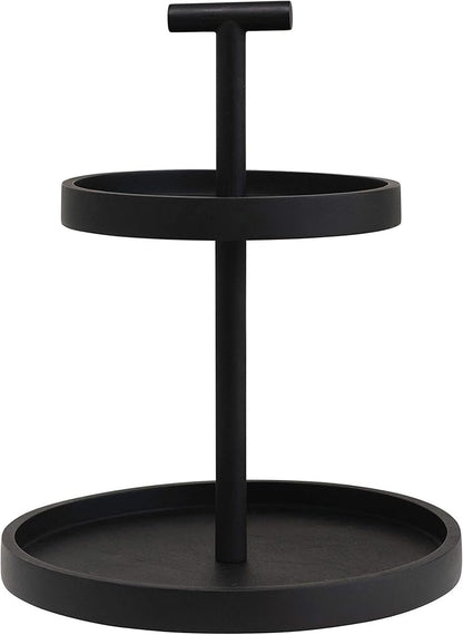 Bloomingville Mango Wood 2-Tier Handle, Black Tray