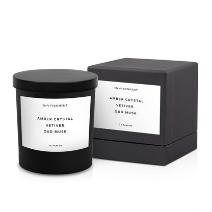 Amber Crystal | Vetiver | Oud Musk Candle with Lid and Box