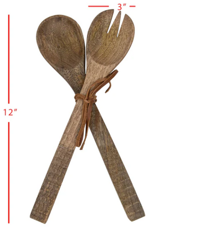 Carved Serving Utensil Set