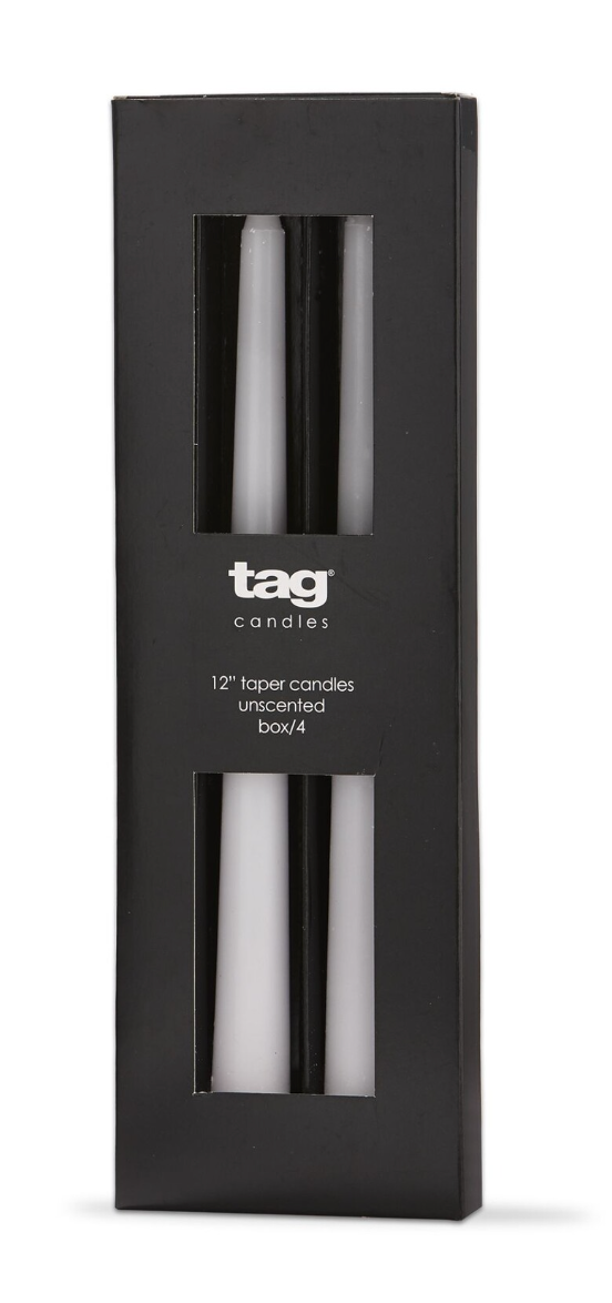 12" Taper Candles Unscented- Tag