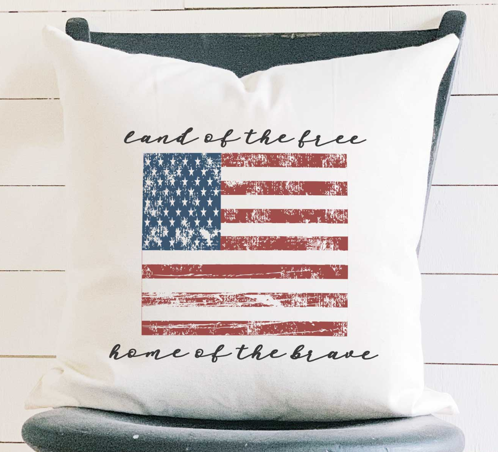American Flag Square Pillow by Indigo Tangerine