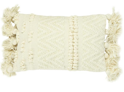 Cotton Blend Lumbar Pillow with Gold Accent