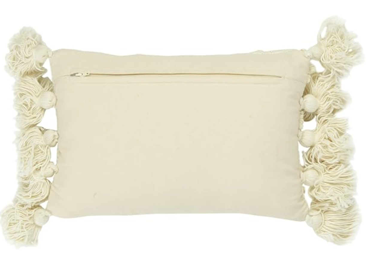 Cotton Blend Lumbar Pillow with Gold Accent