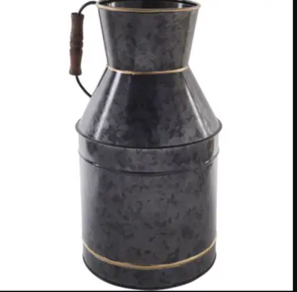 Various Black Galvanized Buckets with Gold Trim