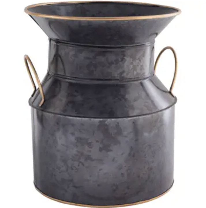 Various Black Galvanized Buckets with Gold Trim