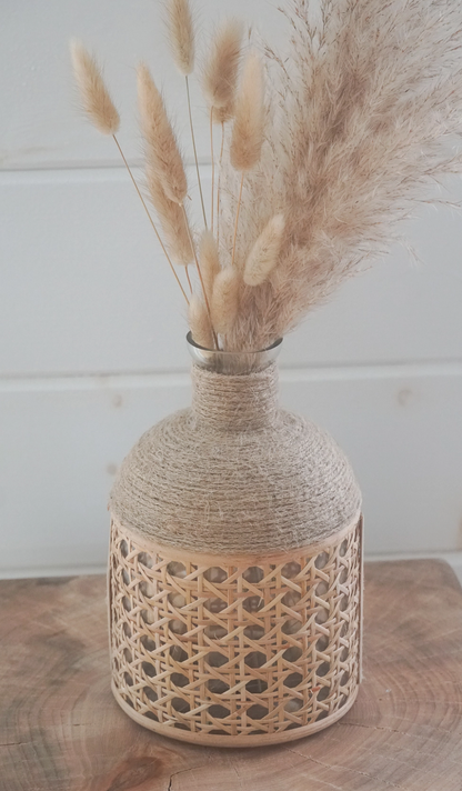 Cane Wicker + Seagrass Vase