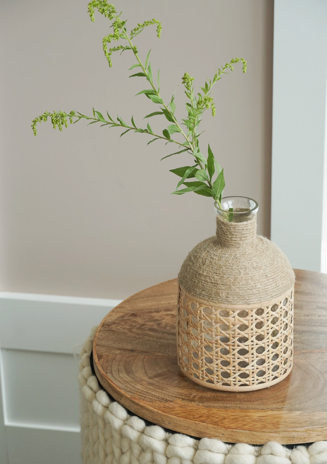 Cane Wicker + Seagrass Vase
