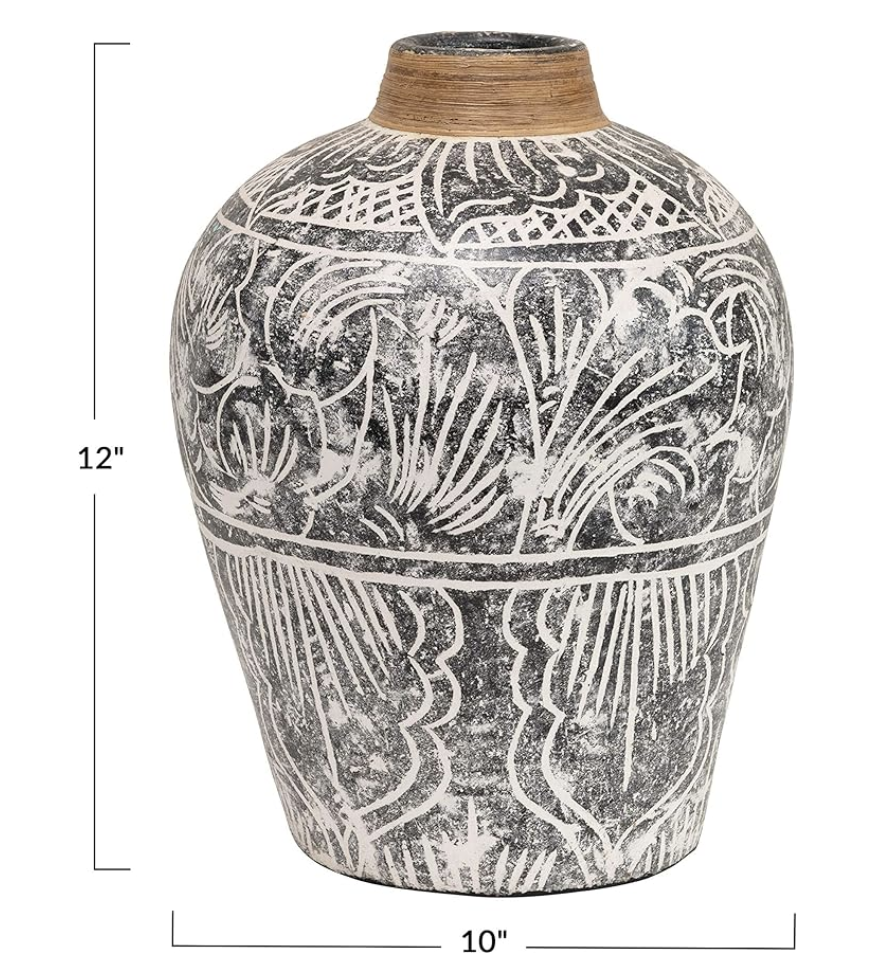 Hand-Painted Terracotta Vase
