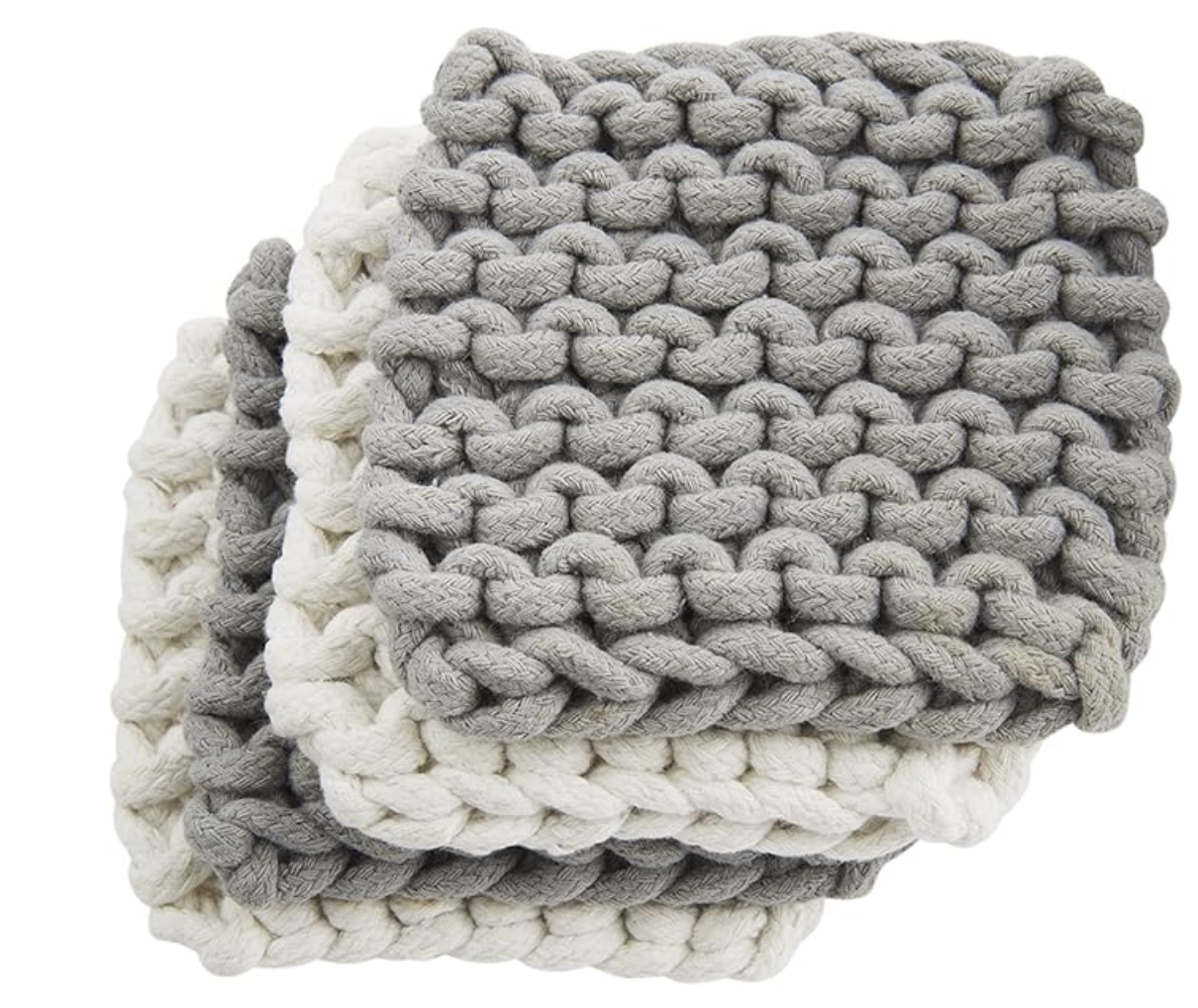 Mud Pie Crochet Coaster Set, 4" x 4"