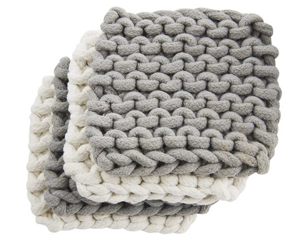 Mud Pie Crochet Coaster Set, 4