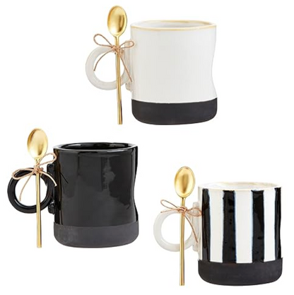 White & Black Stoneware Mug (Various Styles)