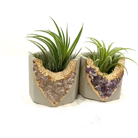 Quartz Crystal & Amethyst Crystal Planter