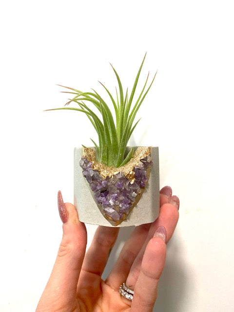 Quartz Crystal & Amethyst Crystal Planter