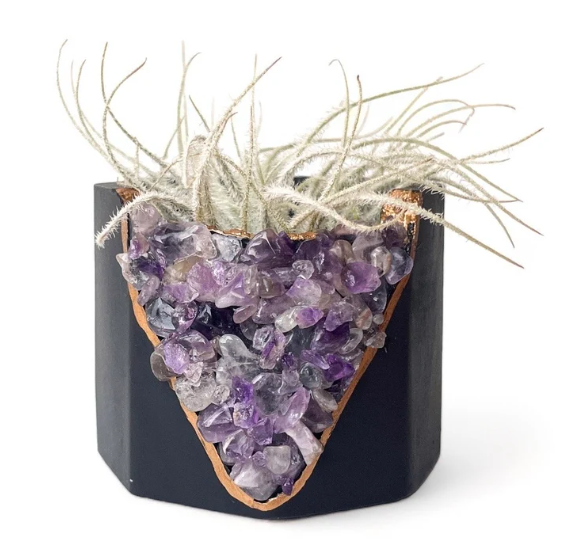 Quartz Crystal & Amethyst Crystal Planter